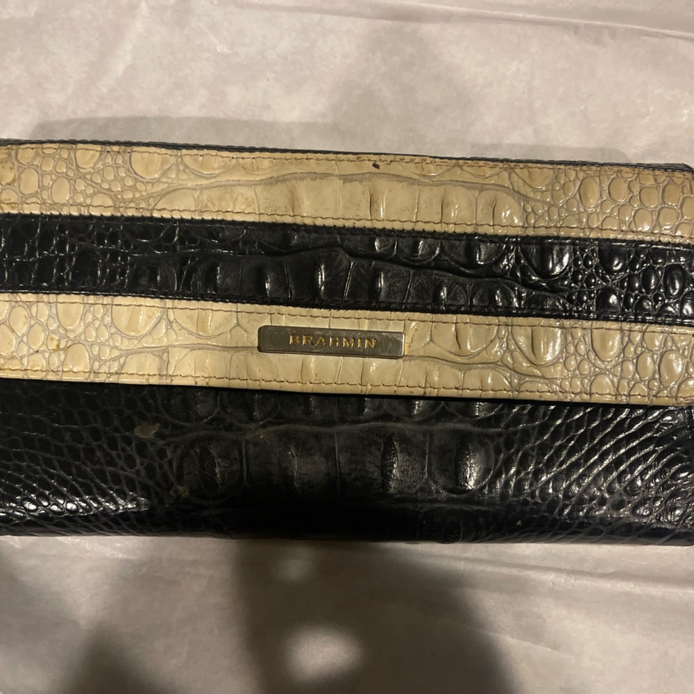 Brahmin Black and Cream Cordelia Wallet 

All real leather